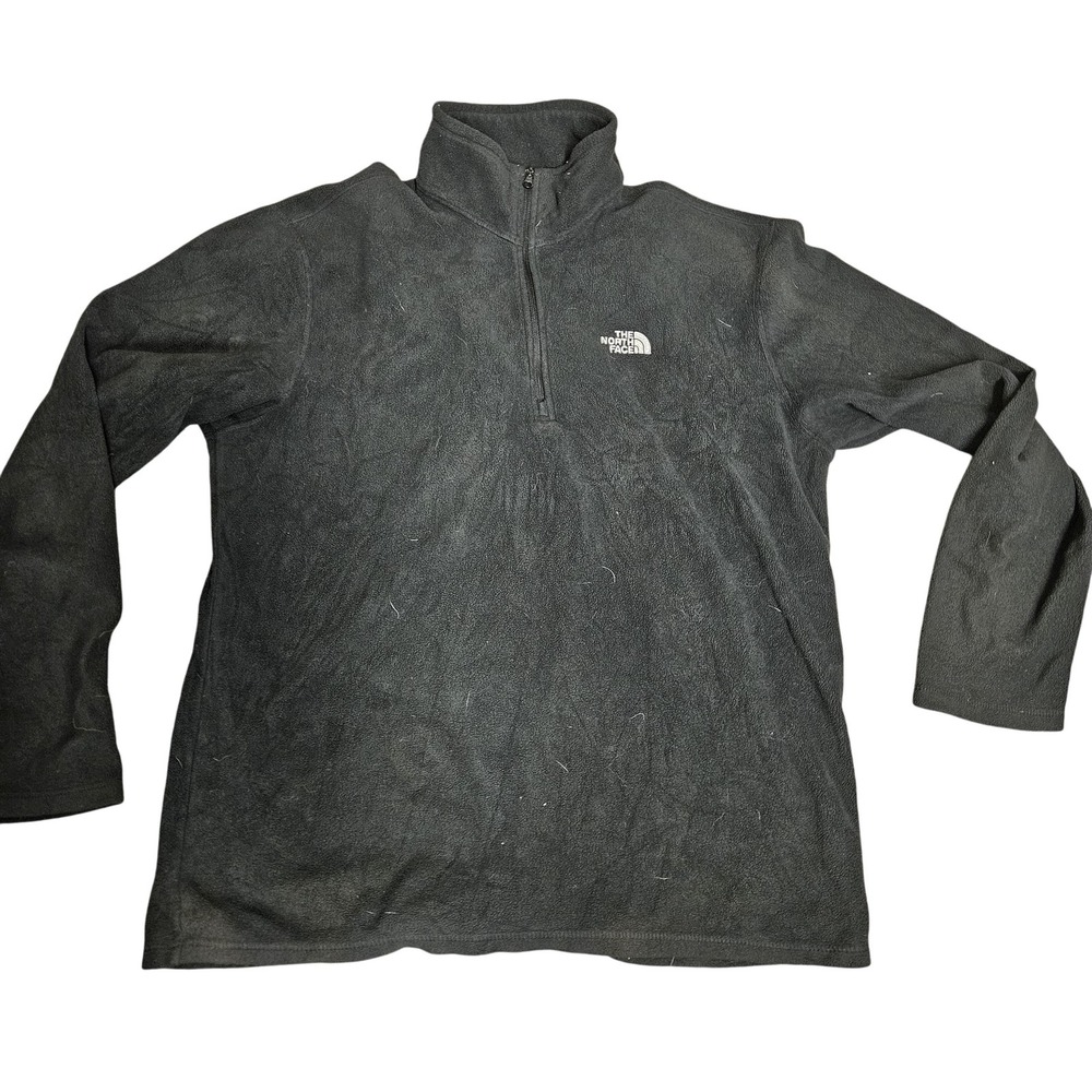 North Face Pullover Mens Large Black Fleece Quarter‎ Zip Outdoors Hiking Jacket